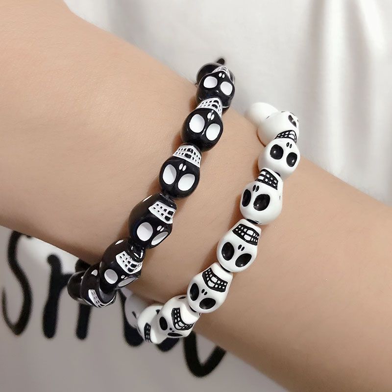 Dark Hip Hop Skull Beaded Bracelet Punk Gothic Retro Couple Bracelet Trend Personality Jewelry