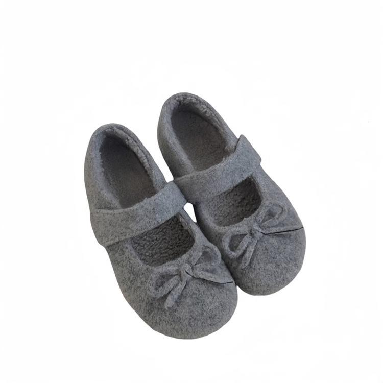 [Uncle Shoes] Woolen flat bottom round head French small fragrant wind Mao Mao shoes women's Mary Jane shoes 2025 autumn and winter cotton shoes women