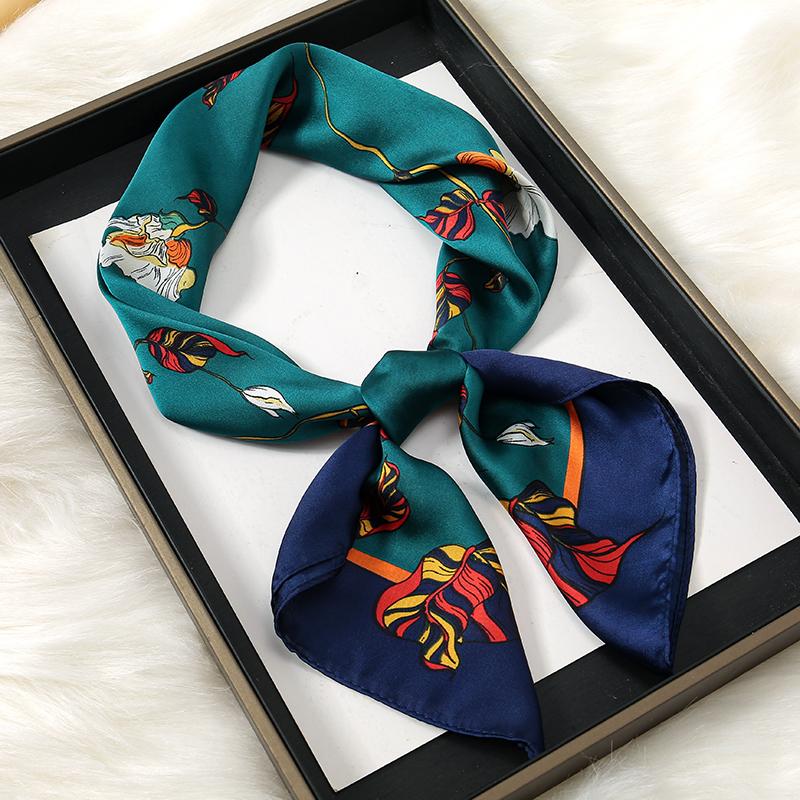 

Модный дизайн атласный шелковый квадратный шарф с принтом ленты для волос шарф для женщин шейный платок бандана с принтом шаль повязка на голову 70x70cm