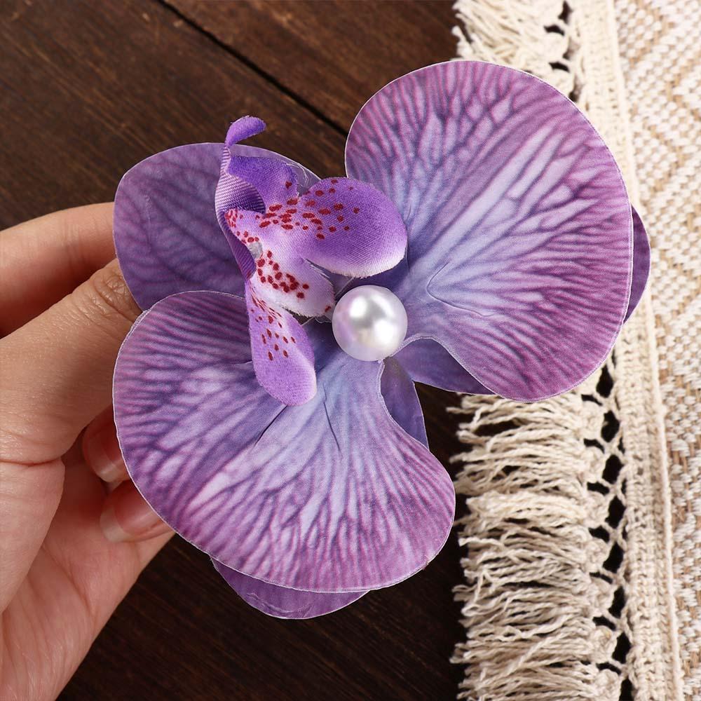 Pearl Flower Hair Clip Cloth Girl Hair Clip Cute Orchid Flower Hairpin Girl