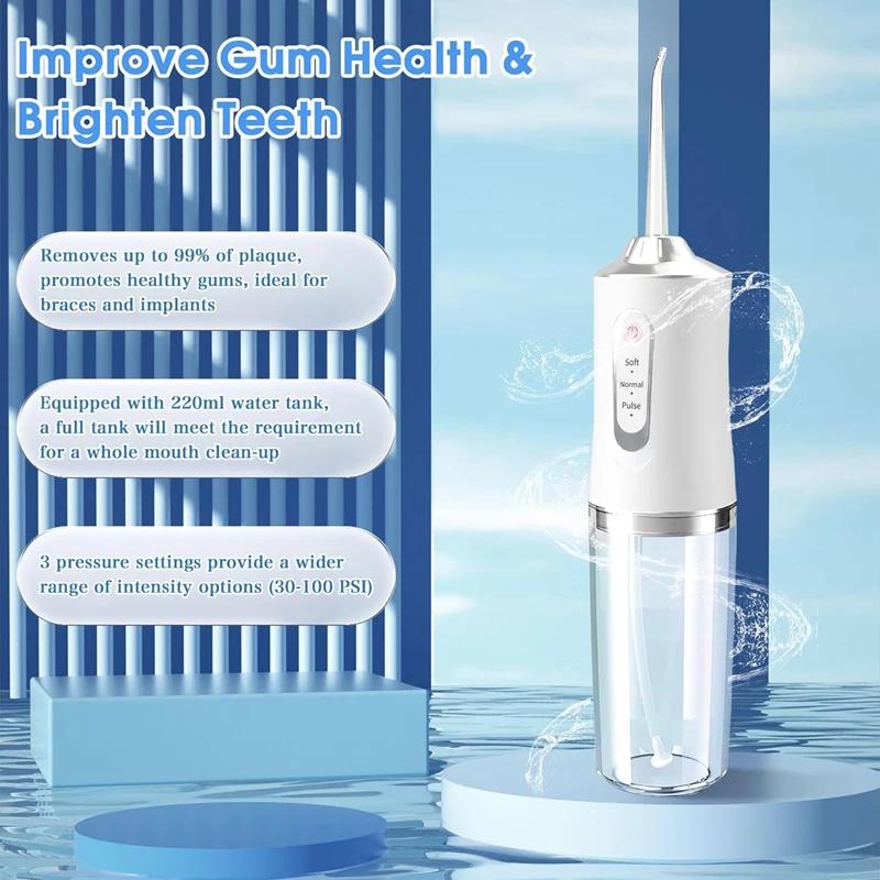 220ml Portable Dental Irrigator Sonic Electric Tooth Tartar Stain Remover - Oral Hygiene Teeth Cleaning Tool