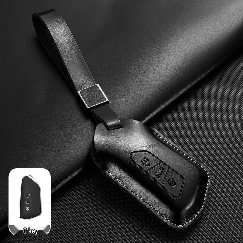 Leather Key Case for Volkswagen Models: T-Cross, Lavida, Lamando, Bora, Tiguan, Sagitar, Polo, Magotan, Passat, Tharu