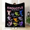 Illustrated Axolotls In Various Colorful Patterns and Labeled Morph Types. for All Seasons Blanket Lunch Break Throw Gift