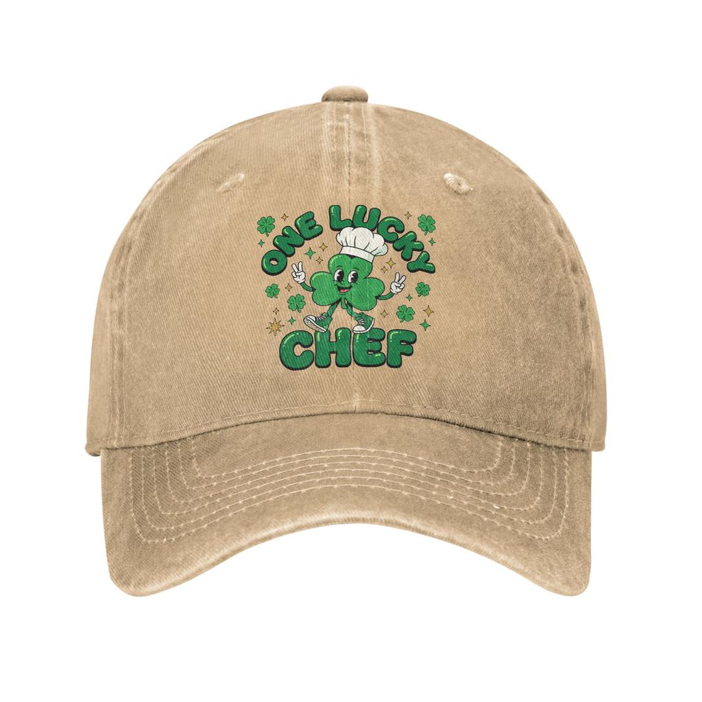 St Patricks Day Chef Lucky Shamrock Baseball Caps Distressed Denim Washed Cooking Snapback Unisex Women Outdoor Adjustable Hats