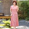 2026 New Chinese Style Elegant Short-Sleeve Summer Dress for Middle-Aged and Elderly Women