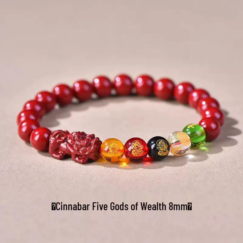 Браслет из киновари «Пять богов богатства»: Украшения на удачу для мужчин и женщин, подарок на год рождения.