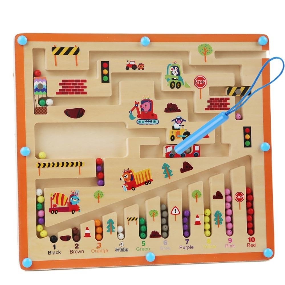 Children Wooden Magnetic Color and Number Maze Learning Education Toys Color Matching Montessori Toys Wooden Toys Gift for Kids