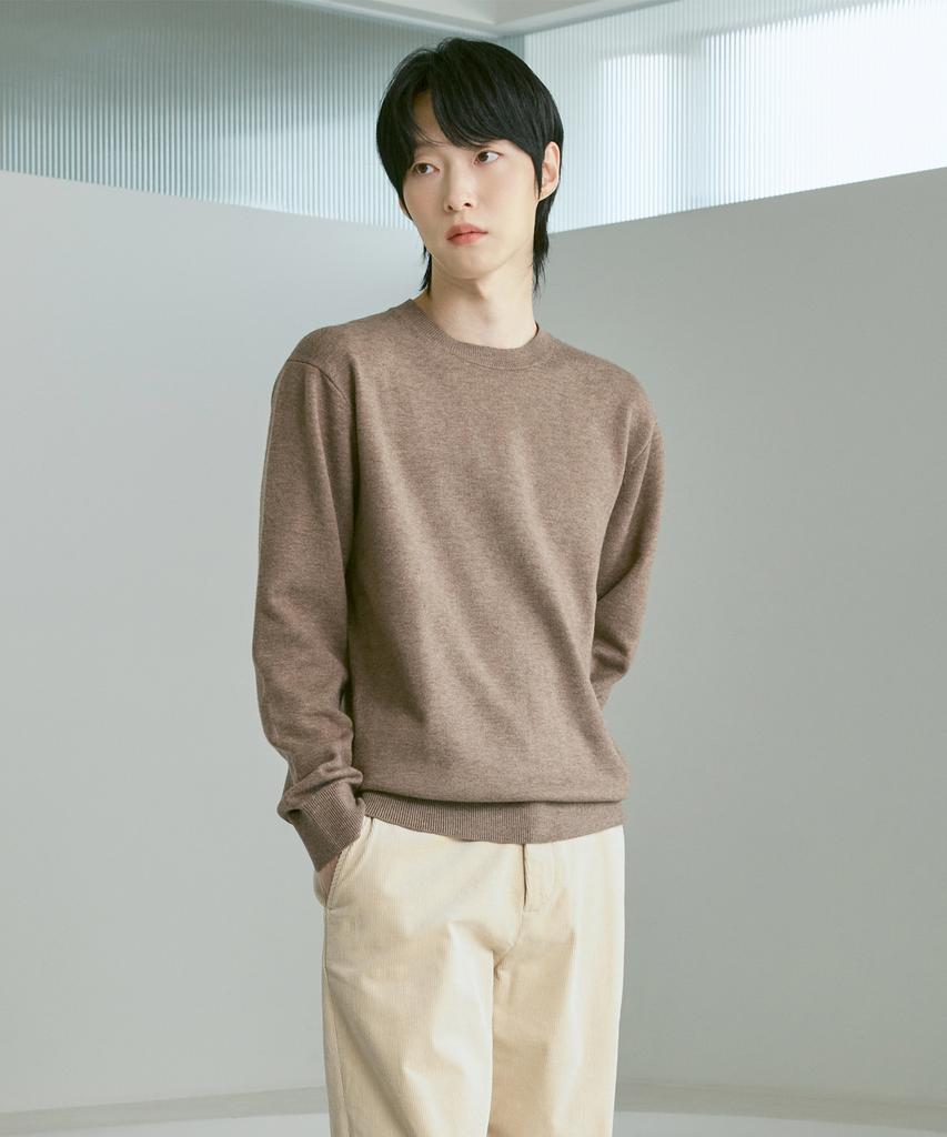 210EDIT Unisex Soft Knit Round Neck [Melan Brown]_Zz4Sw070