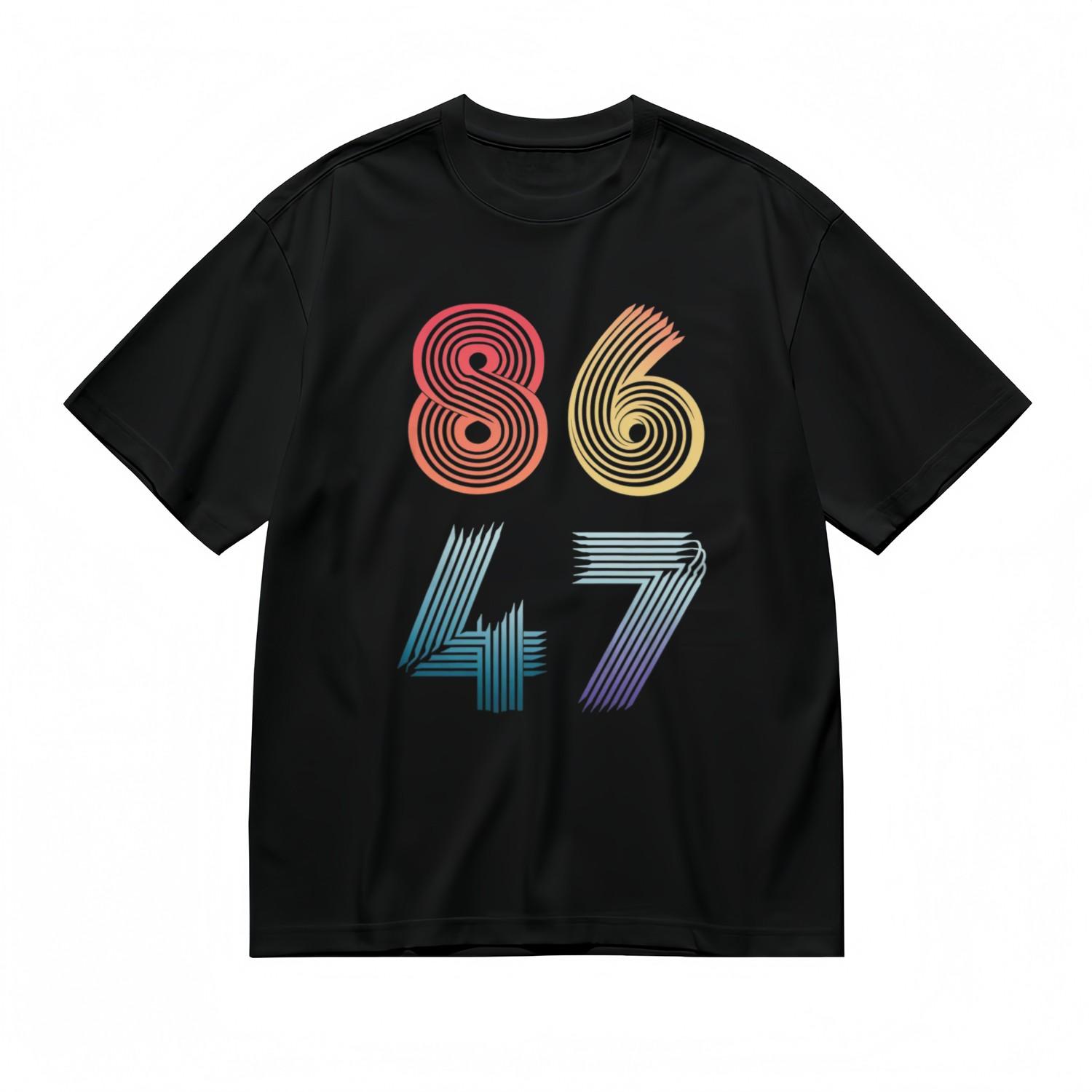 Lightweight Comfy Classic T-Shirt Number Gradient Pattern Print Tee L