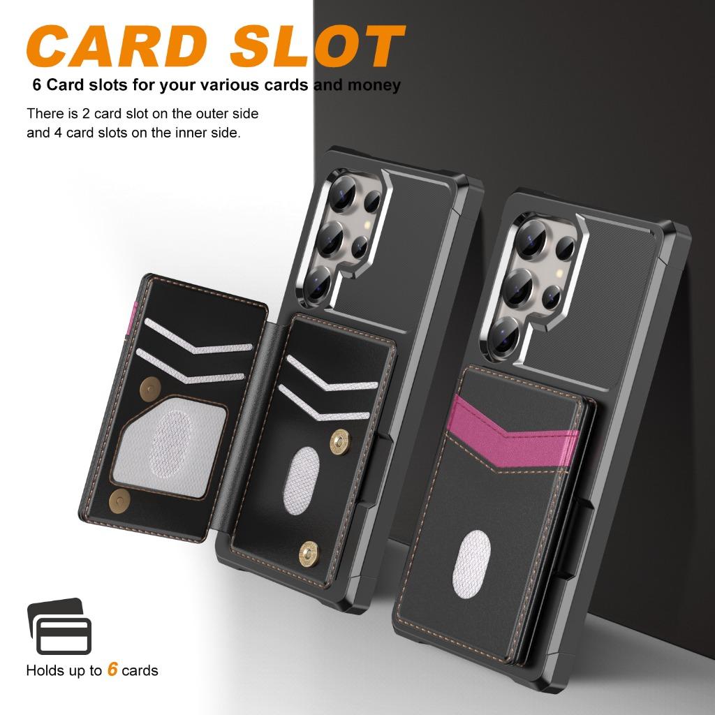 Flip Card Slot Holder Wallet Phone Case For Samsung Galaxy S21 S22 S26 Ultra S25 Edge S24 Plus S23 FE A57 A37 A17 Armor Cover