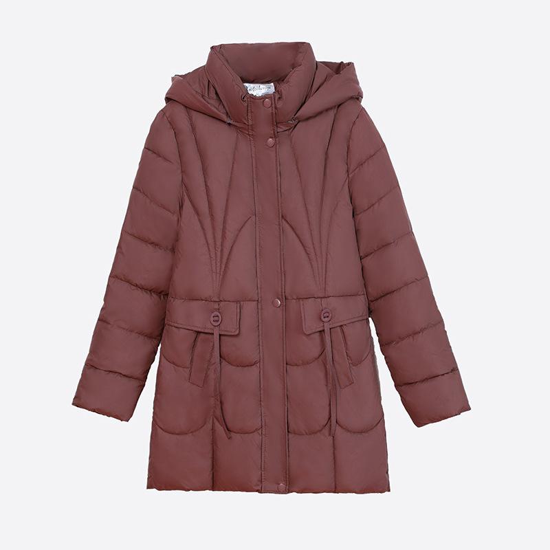 

Пальто большого размера для осени и зимы для женщин, однотонное, с капюшоном, облегающее, средней длины, куртка для мам, 5 цветов 5XL коричневый