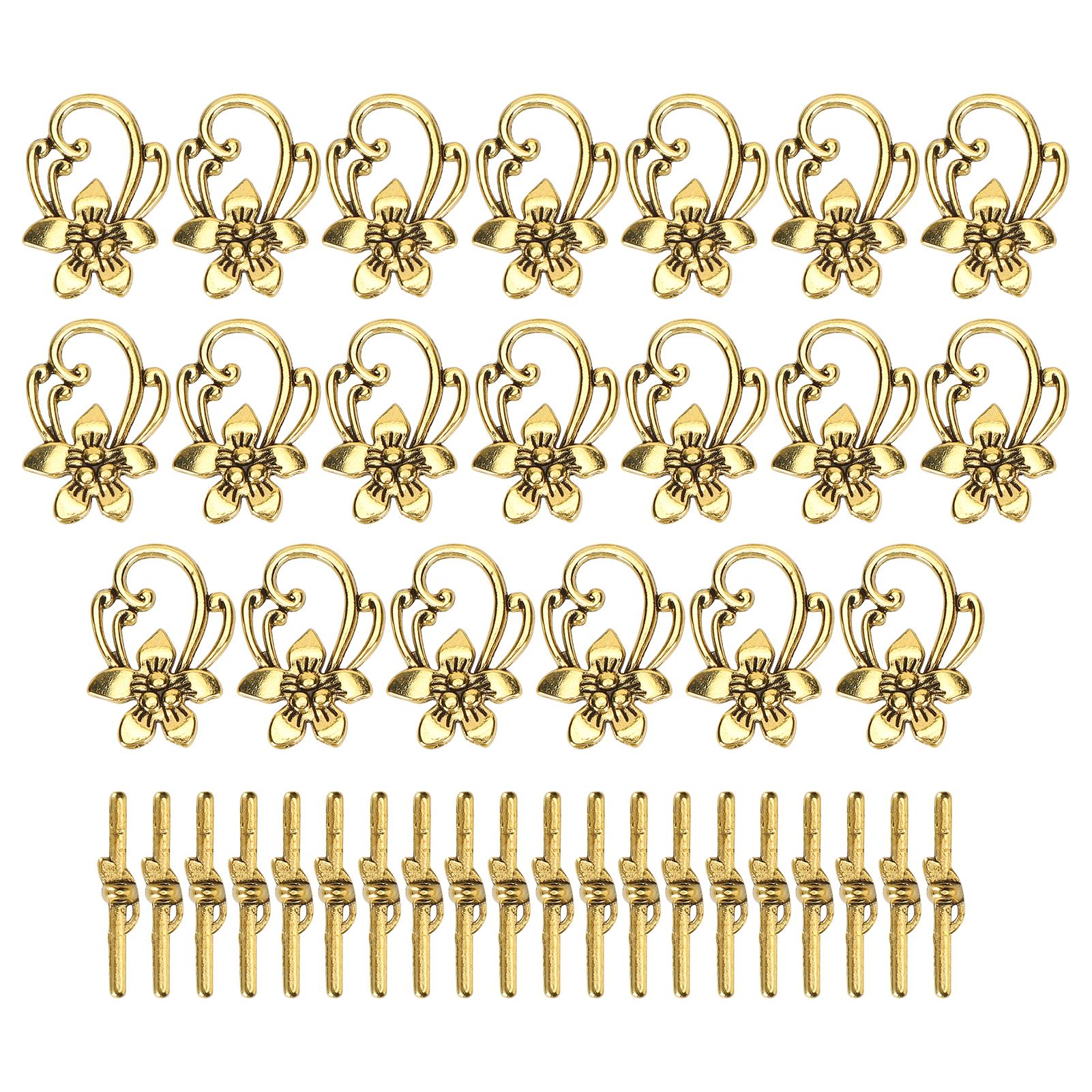 

20 комплектов застежек-тоглов для браслетов, золотистые, ретро, из сплава, в форме цветка, OT-застежка, ювелирная фурнитура