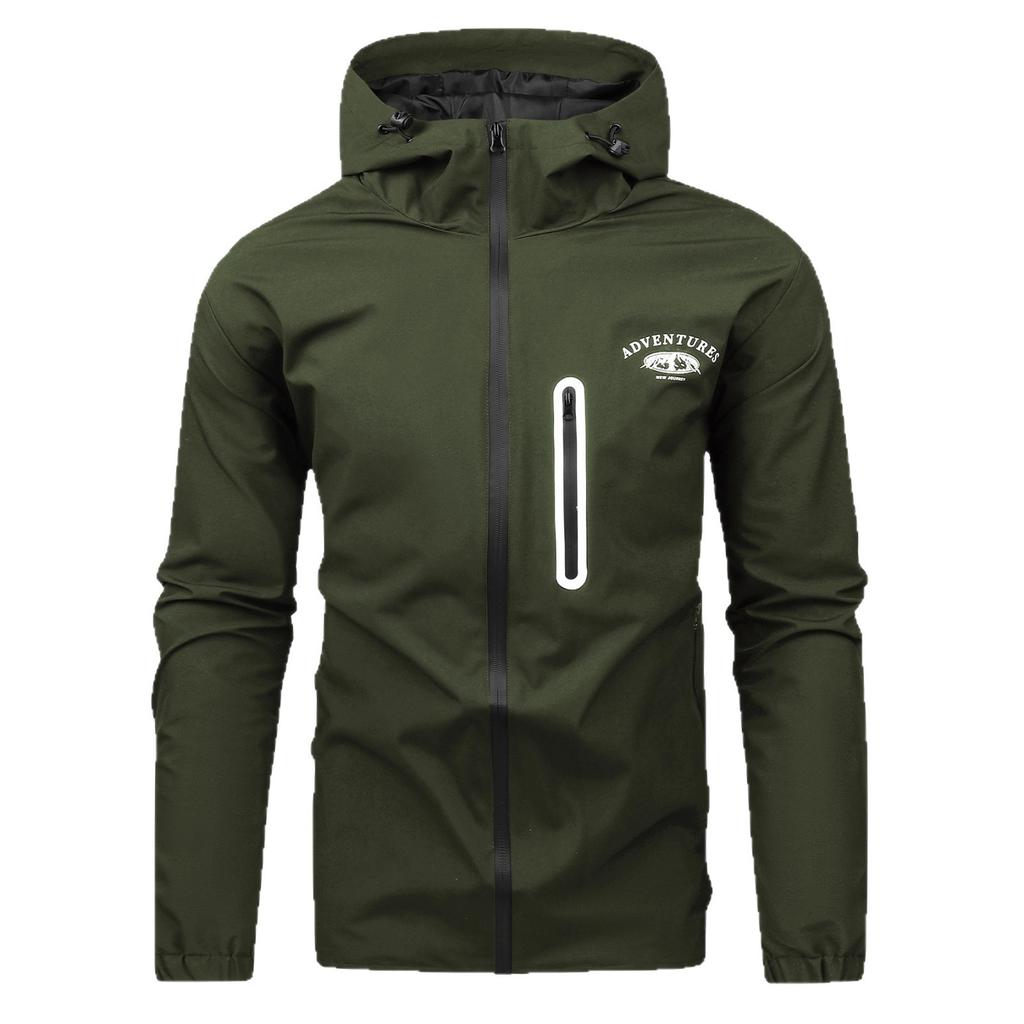 Męska bluza z kapturem na wiosnę i jesień, sportowa, rekreacyjna, luźna, z nadrukiem, wiatroszczelna, bluza robocza, męska kurtka