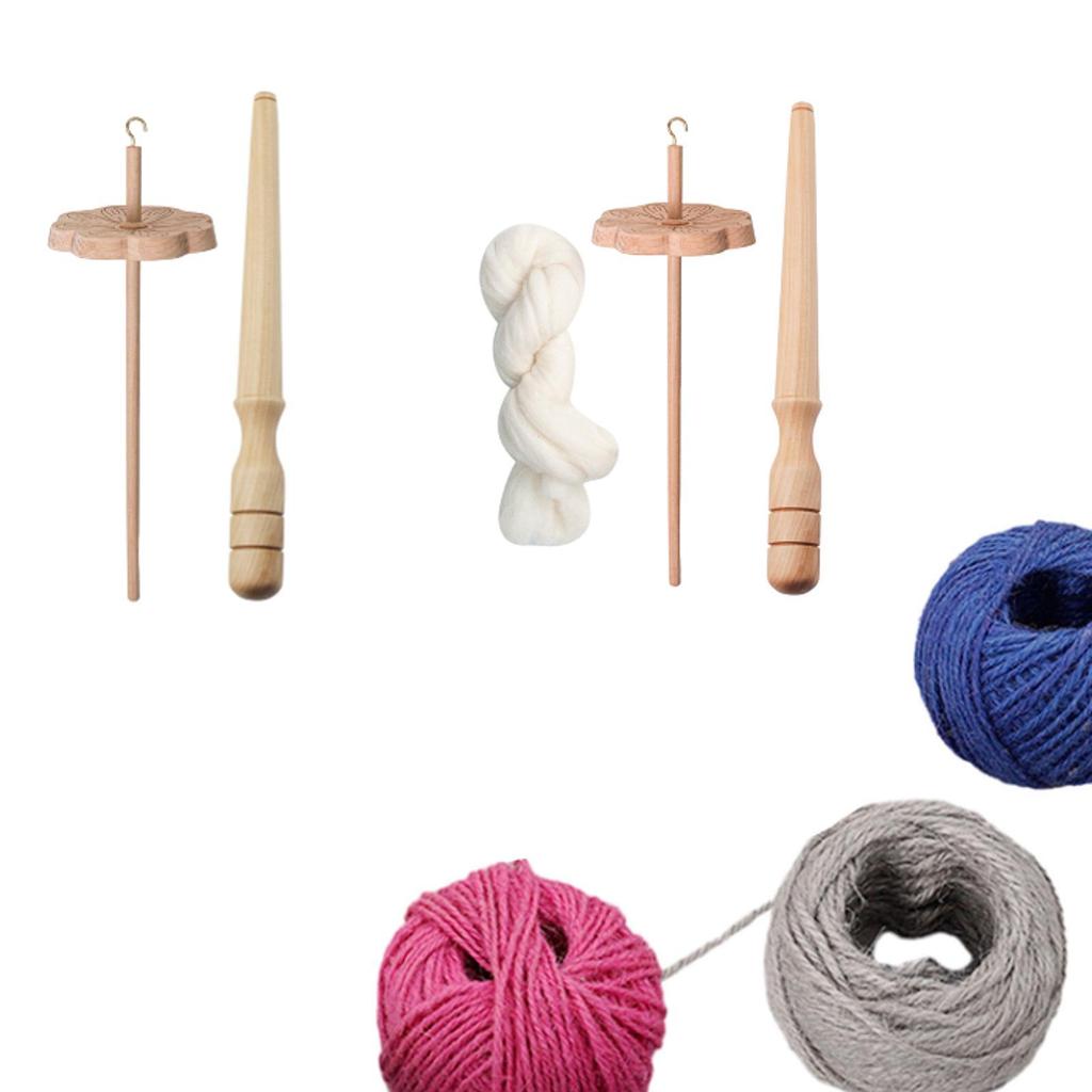 Flower Shape Drop Spindle Craft Tool Portable Sewing Projects with Winder Stick Yarn Spinner Wheel for Crochet Knitted Woven