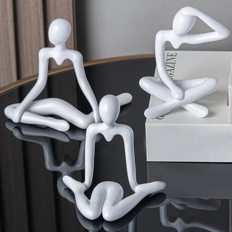 Nordic Light Luxury Style Abstract Figure Home Decoration Ornaments Sitting Posture Statue Crafts Desktop Decor Artworks