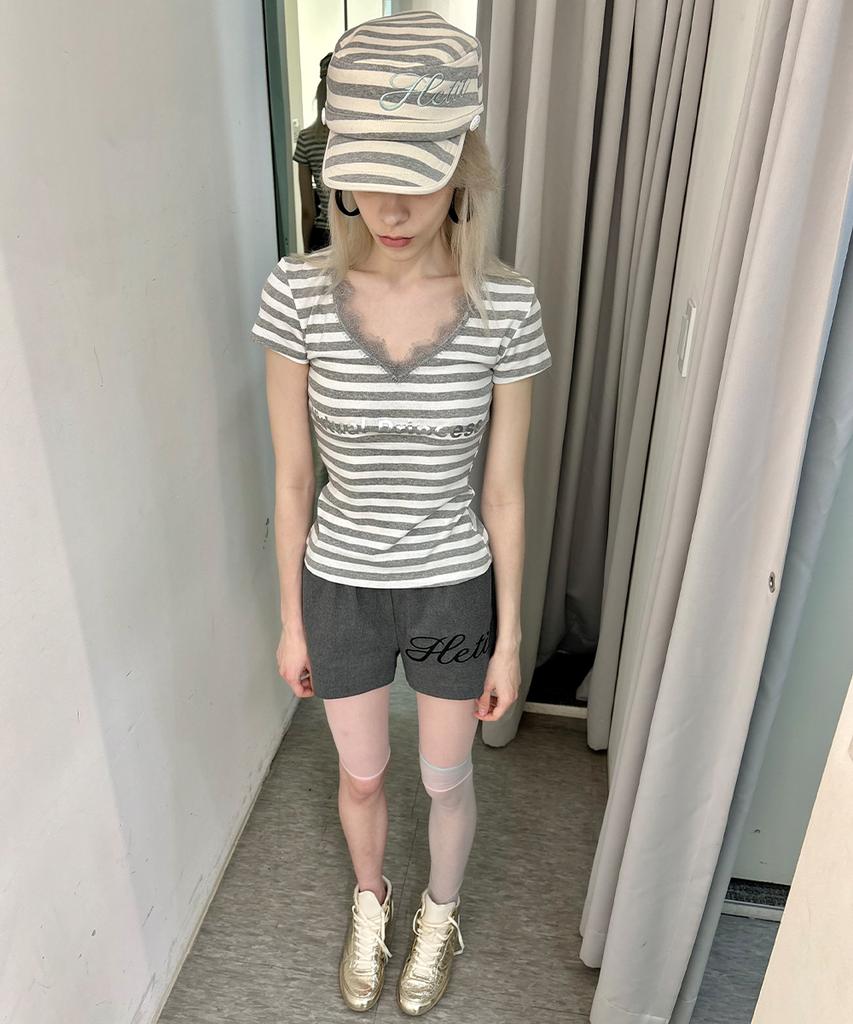 HETIT Stripe Military Cap (Light Gray)