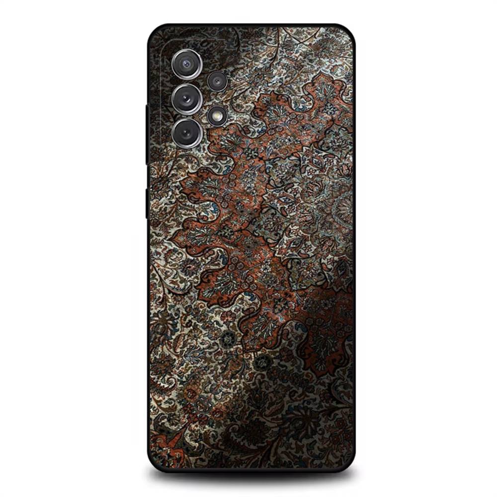

Arab Persian Carpet Floral Painting Phone Case For Samsung S 25,24,23,22,30,21,10,9,Ultra,Plus,Lite,FE,4,5G Black Soft Case SamsungS9