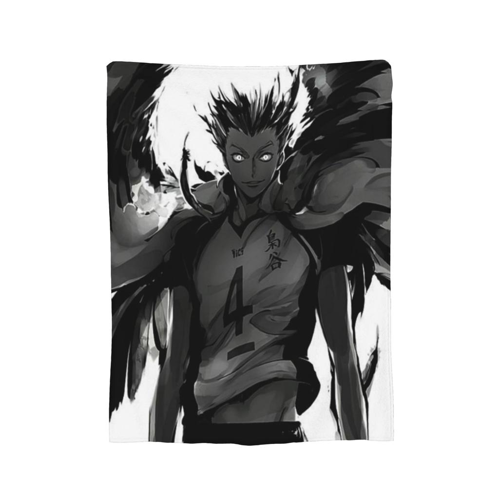 Haikyuu Japanese Anime Flannel Blankets Hinata Shoyo Customized Throw Blanket for Sofa Bedding Lounge 125*100cm Quilt,