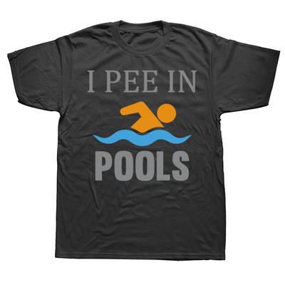 Lustige Schwimm-Ich-Pisse-in-Pools T-Shirts Herren Damen Mode Lässiges T-Shirt 100% Baumwolle Locker Übergröße Schwimm-T-Shirt