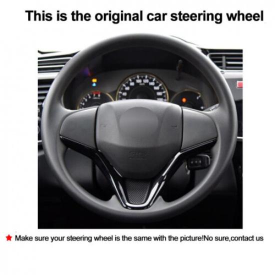 DIY Car Steering Wheel Cover For Honda Fit City Jazz 2014- HR-V HRV Vezel