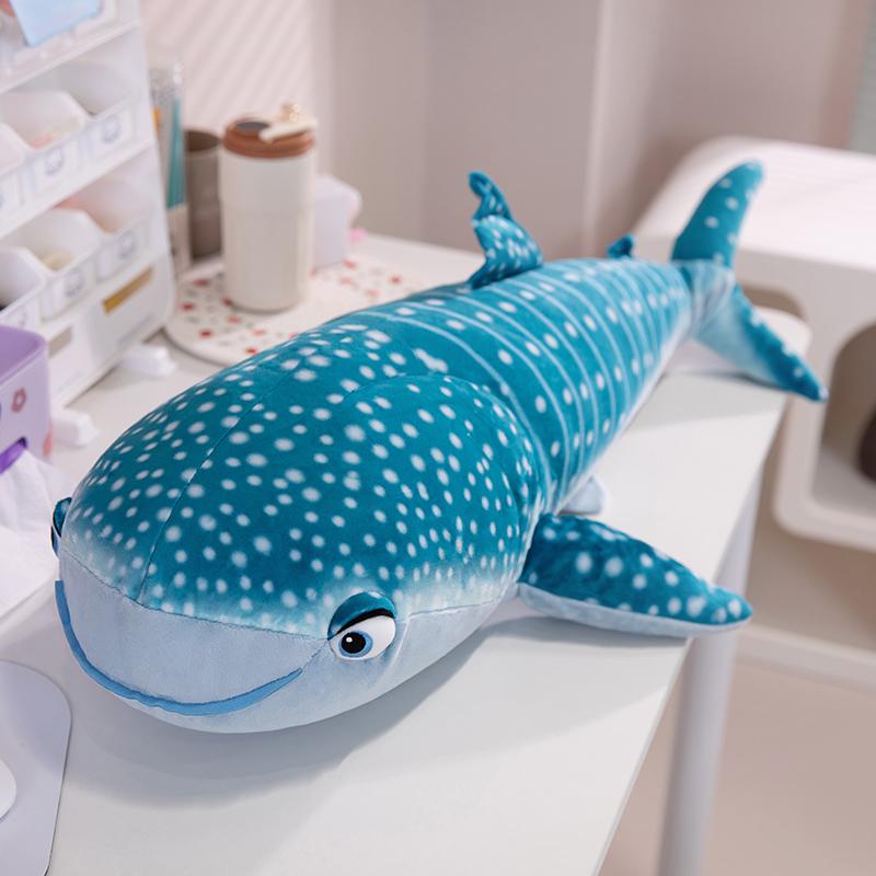 Simulation  Sea Animals White Whale Blue Shark Plushies Doll Realistic Long Pillow Soft Stuffed Fish Toys Birthday Gifts