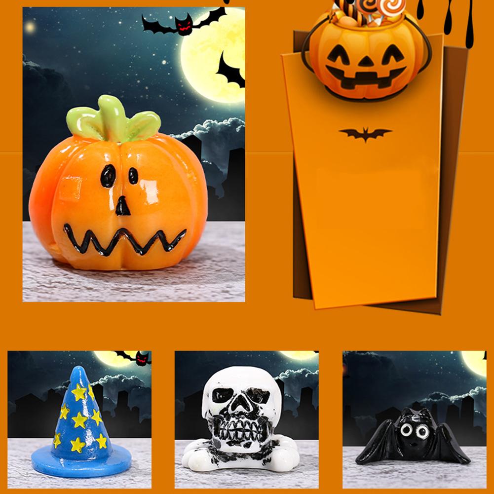Halloween Cute Micro Landscape Ornaments Pumpkin Lantern Bat Hat Halloween Decorations Keychain Pendant