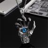 Collier pendentif Vintage La Main du Dragon aux Yeux du Diable pour Homme Hiphop Rock Chaîne de cou Argentée Bijoux Rétro Cadeaux