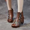Ethnic Style Women's Shoes New Winter Padded Warm Cotton Shoes Thick with Soft Bottom Head Layer Cowhide Middle-aged Boots