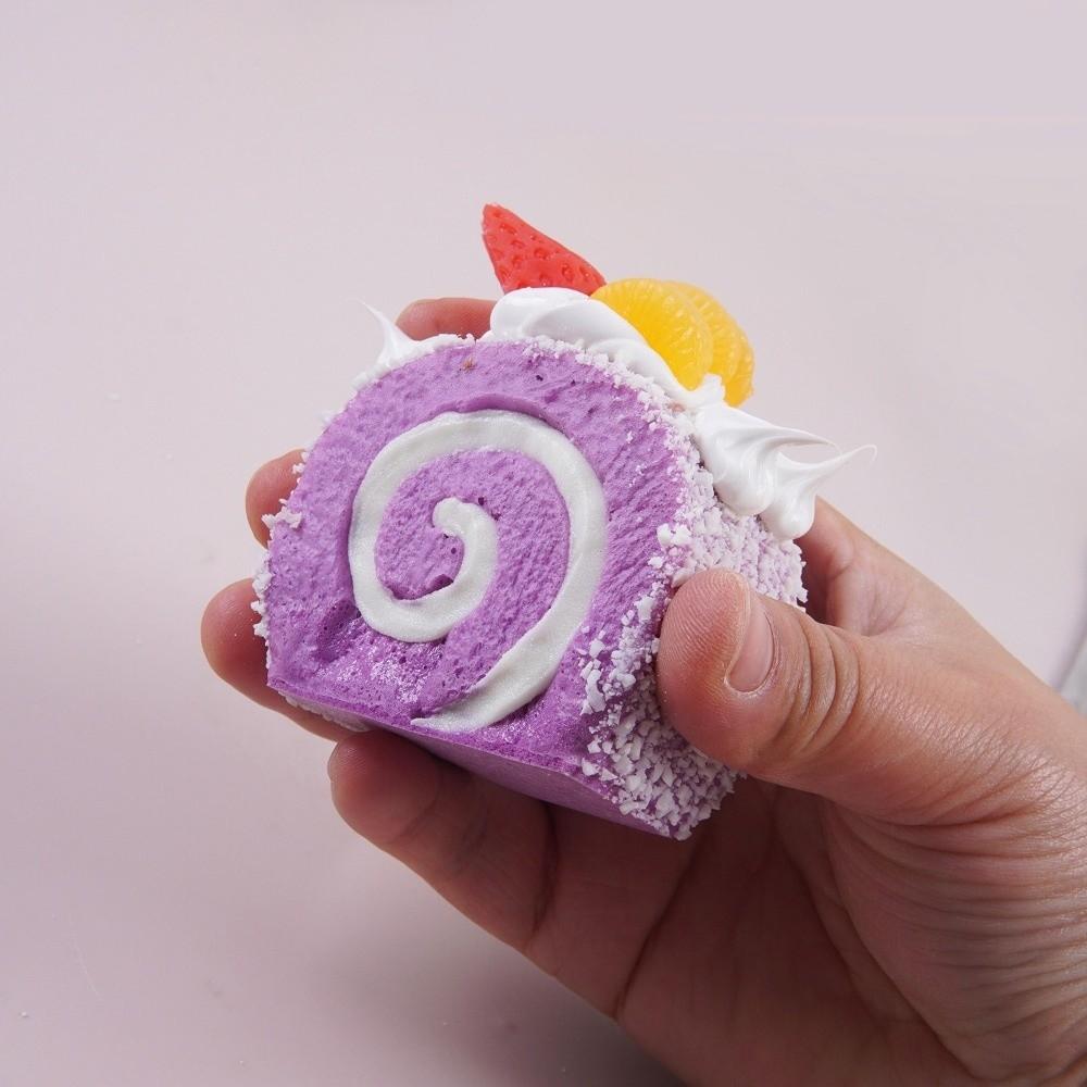 Creative Fruit Cake Roll Squeezed Toy Anxiety Relief With Keychain Swiss Roll Squishy Toy Hand Relax Super Soft