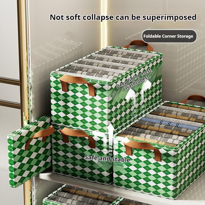 Folding Storage Boxes Clothes Folding Box Cube Canvas Storage Basket Shelf Pants Drawer Bed With Handles For Home Office