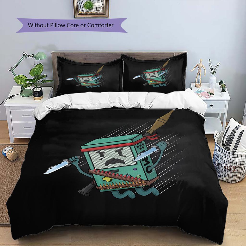 BMO Pattern Bedding Quilt Set Home Decoration Gift (1 * duvet cover + 2 * pillowcase without core)