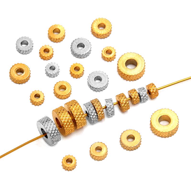 Stainless Steel Patterned Wheel Washers: 4/5/6/8mm 18K Gold-Plated Spacer Beads for DIY Jewelry