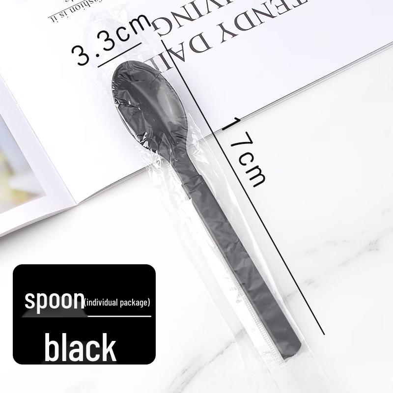 Handon Solid Black Disposable American Spoons