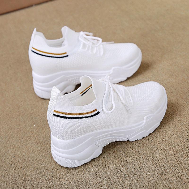2026 Neue Damen Plateau-Sneaker Sommer Atmungsaktiv Lässige Sneaker Höhensteigernd Weiße Schuhe Laufschuhe Damenmode