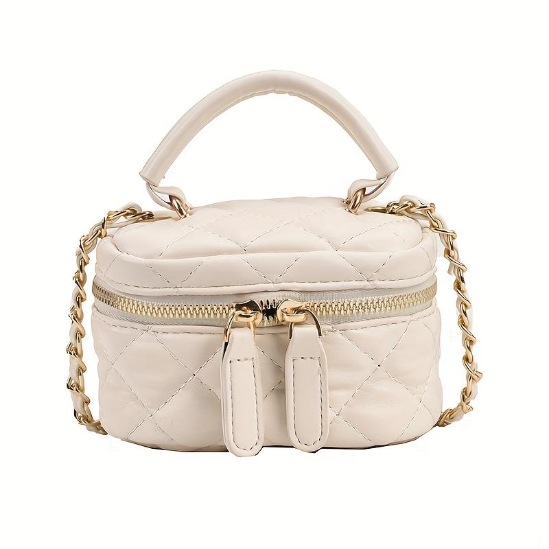 Women s Fashionable Mini Diamond Pattern Handbag, Trendy, Sweet, and Luxurious Korean Style, Suitable for commuting, dates, and casual evening белый