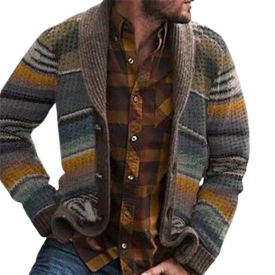Abrigo Cárdigan Casual De Manga Larga Con Estampado De Rayas Abrigo Cárdigan Casual De Manga Larga Con Estampado De Rayas