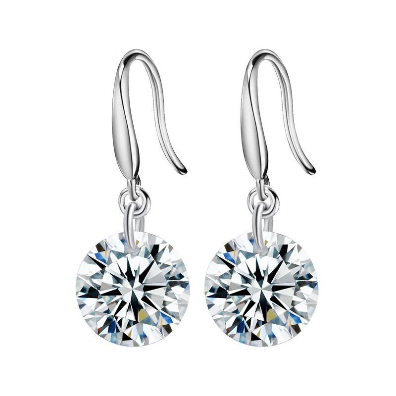 

Real 925 Sterling Silver Lady s Fashion Jewelry New Crystal Zircon Drop Earrings XY0029