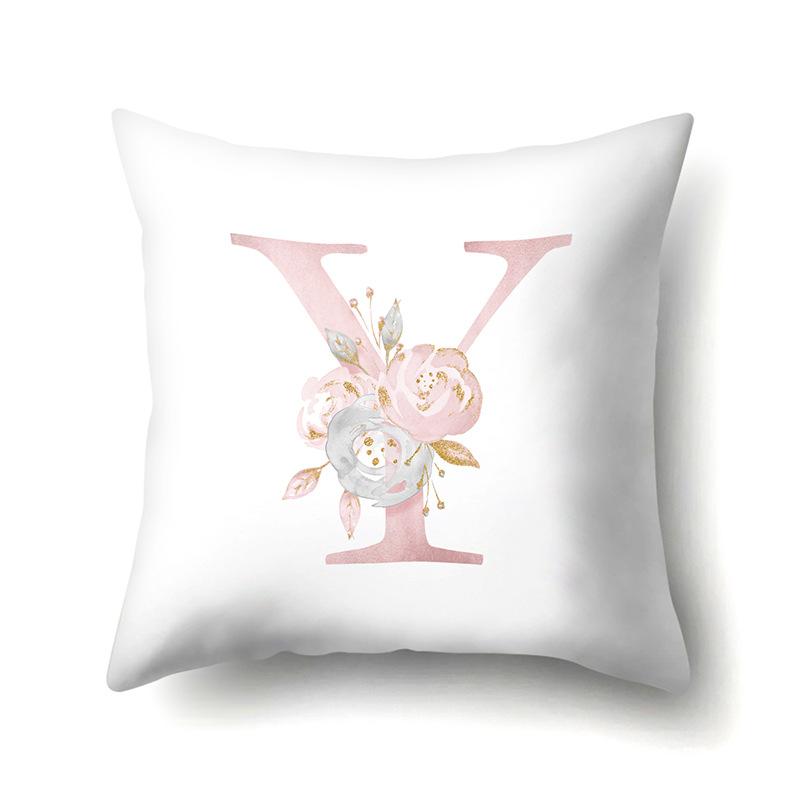 Polyester Pillowcase Automobile Decoration Home 26 English Letter Printing Pillowcase Waist Cushion Cover