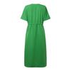 ZANZEA Womens Casual V-neck Solid Color Loose Half Sleeve Long Dress