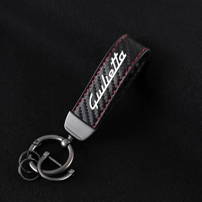 XTXG4 Luxury Leather Car Key Chain Anti-theft Keychian Ring For Alfa Romeo Giulietta 940 2010-2014 2015 2016 2017 2019 2021 Accessorie