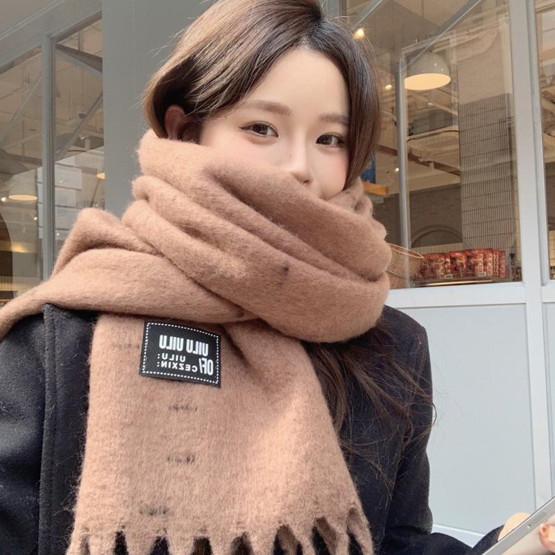 New Women'S Solid Striped Scarf Winter Warm Soft Fringe Shawl Korean Fashion Colorful Thick Wrap Scarves For Ladies Male Unisex