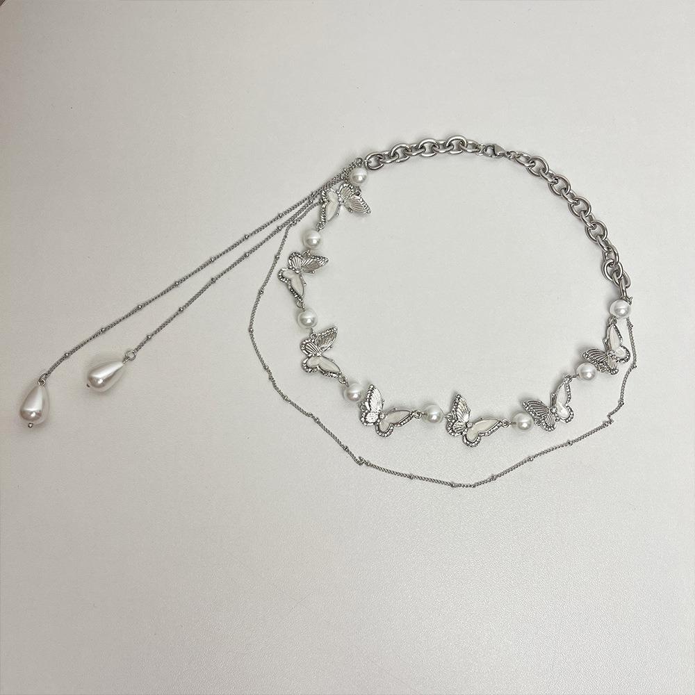 Strass Schmetterling Perlen Choker Halskette Schmuck Glänzender Quasten Choker Brautschmuck