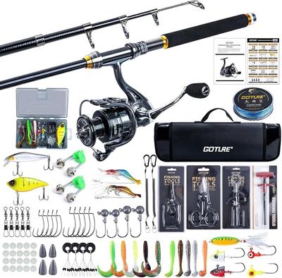 Goture Fishing Set Set P with Durable Fishing Smooth Spinning Carbon Fiber Telescopic Fishing Rod 66 Lures Waterproof Storage and Japanese Instruction