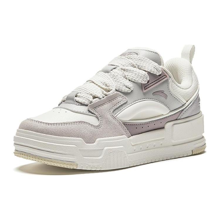 Anta Slightly Sweet Puffy Shoes Abrasion Resistant Low Top Skateboard Shoes Women's White Purple 922348001-4