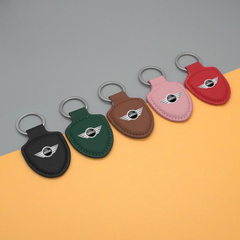 Leather Shield Car Keychain Keyring Metal Rings For BMW Mini Works Cooper F54 F55 F56 F57 F60 R50 R52 R53 R55 R56 R57 R58 R59