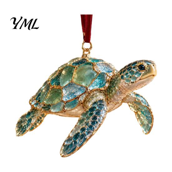 Decorative Glass Look Ornaments Sea Christmas Ornament, Coastal Turtle Whale Shark Octopus Modern Wall Hanging Decor Tree Decoration, Ocean-Inspired