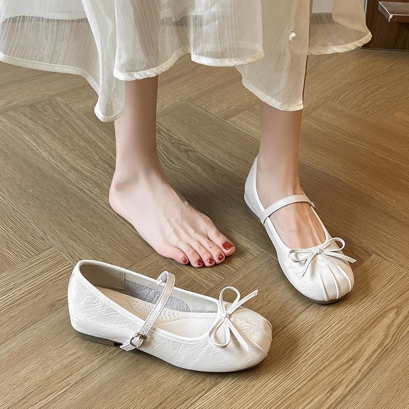 Small inner height increase bow Mary Jane shoes 2025 autumn new high-end soft-soled ballet single shoes women