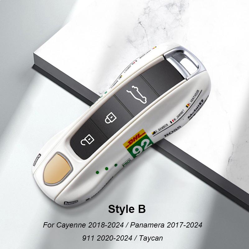 For Porsche Panamera Cayenne Macan 718 Cayman Boxster 911 Taycan Car 92 Track Key Case Protective Shell Remote Control Fob Cover