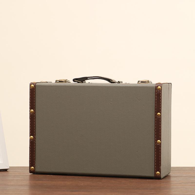 Vintage Leather Jewelry & Sundries Storage Box - Wooden Photography & Decoration Chest