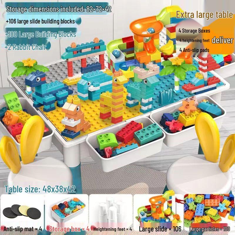 Multifunctional Large Particle Building Block Table for Kids: Educational Toy for Boys, Girls, and Babies